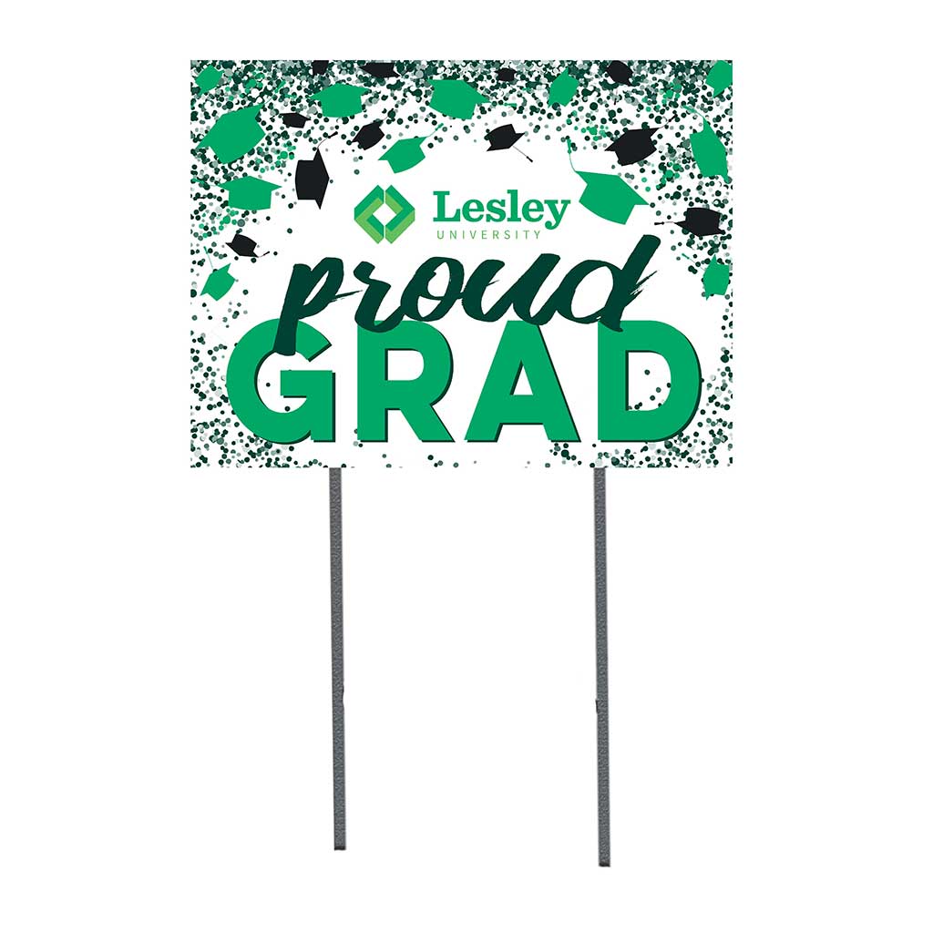 18x24 Lawn Sign Grad with Cap and Confetti Lesley University Lynx