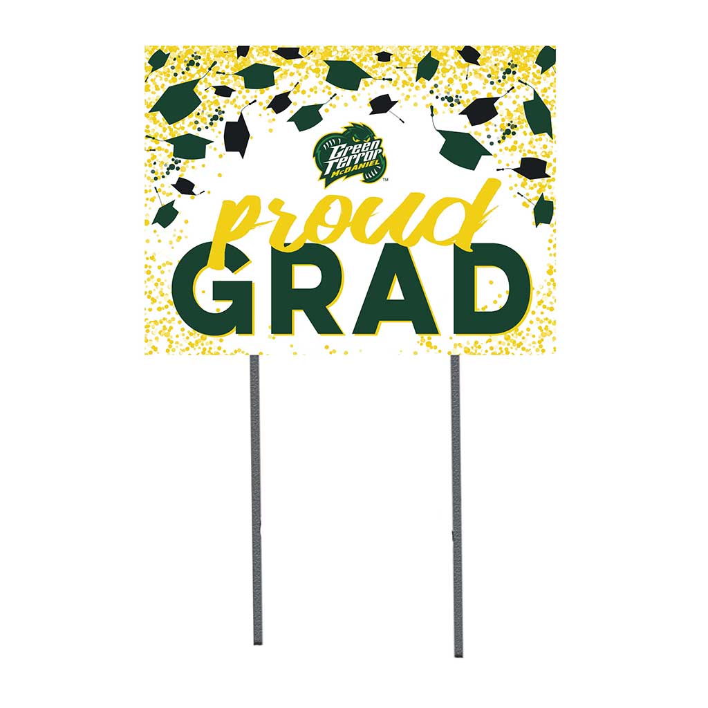 18x24 Lawn Sign Grad with Cap and Confetti McDaniel College Green Terror