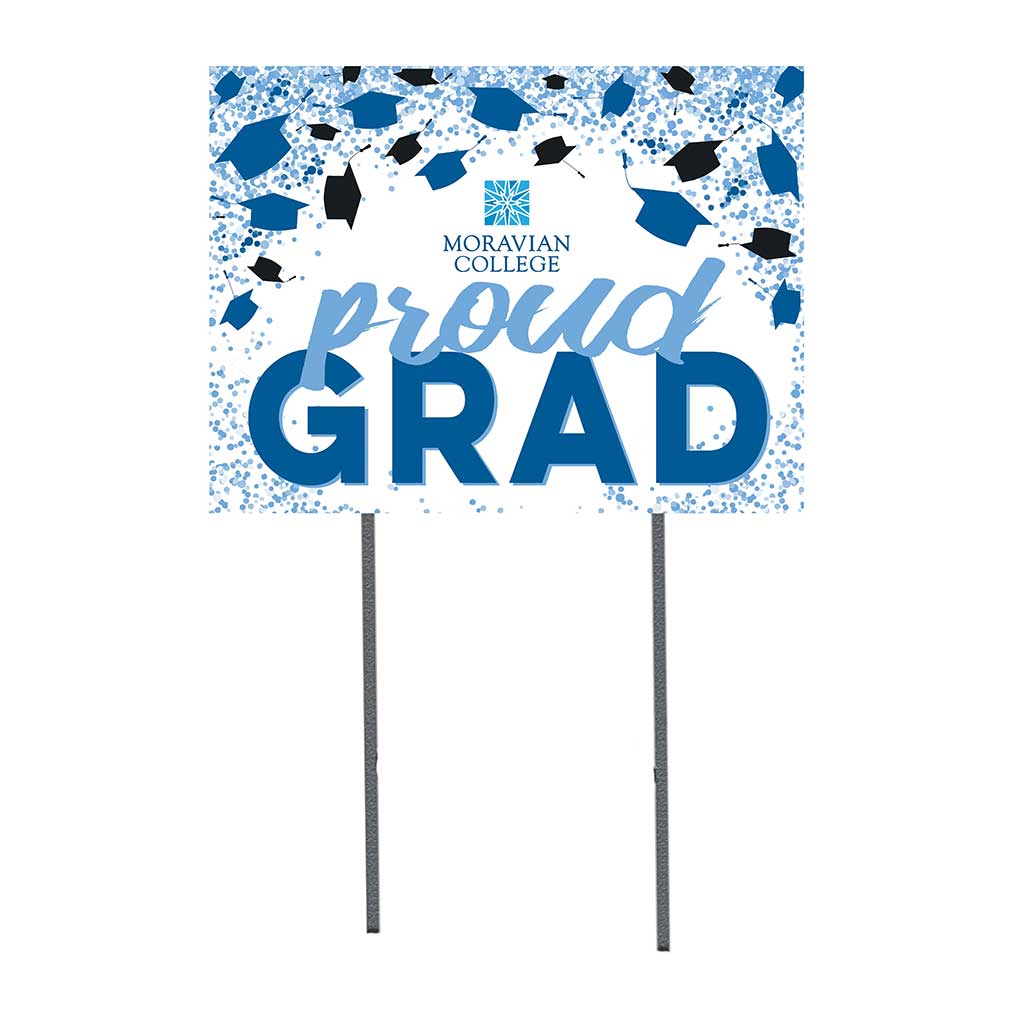 18x24 Lawn Sign Grad with Cap and Confetti Moravian College Greyhounds