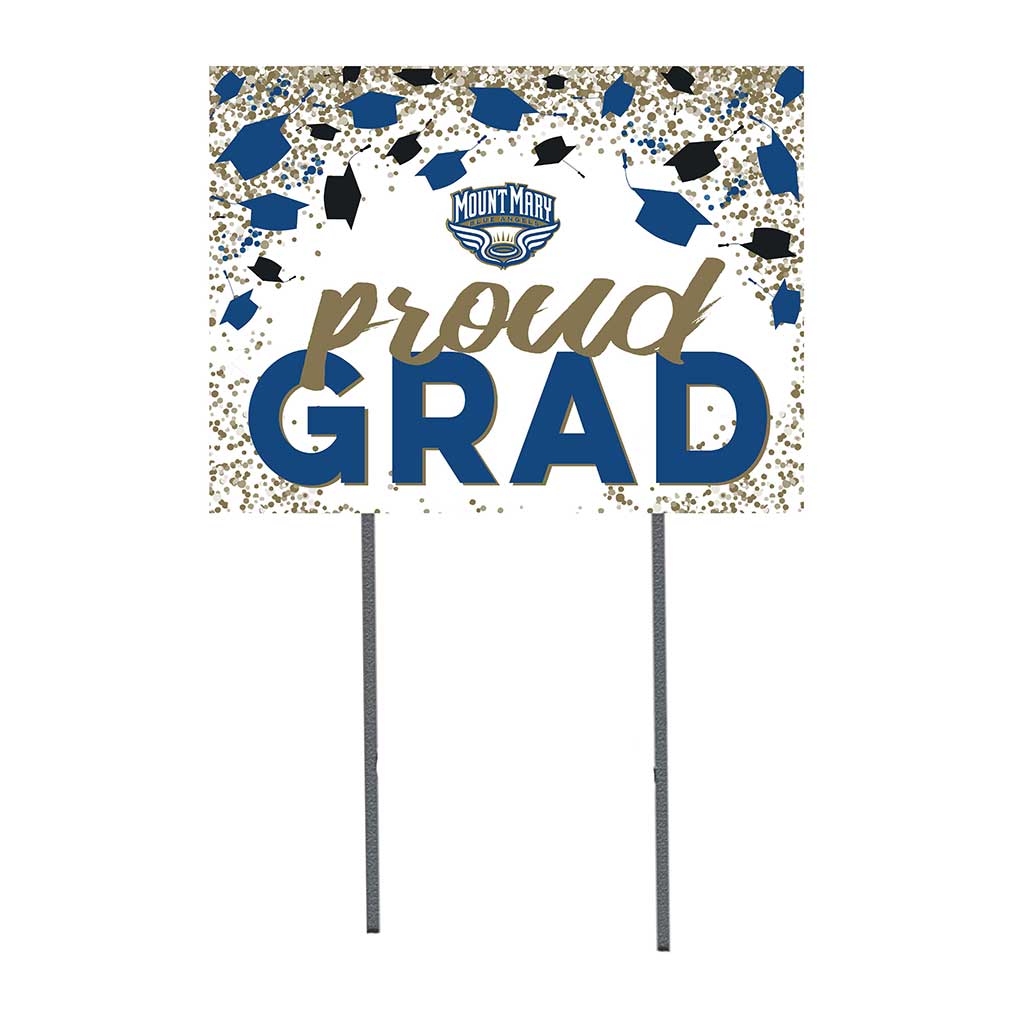 18x24 Lawn Sign Grad with Cap and Confetti Mount Mary University Blue Angels