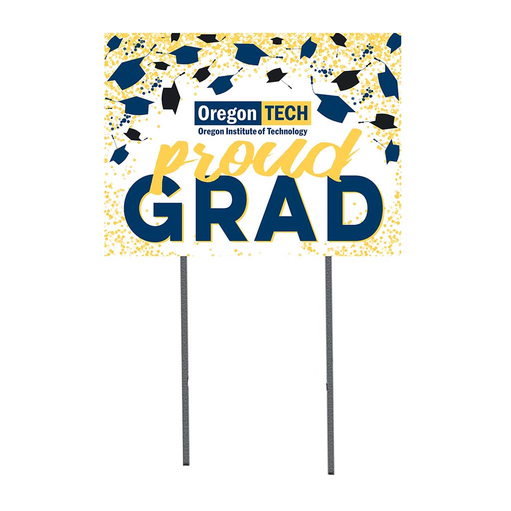 18x24 Lawn Sign Grad with Cap and Confetti Oregon Institute of Technology Owls