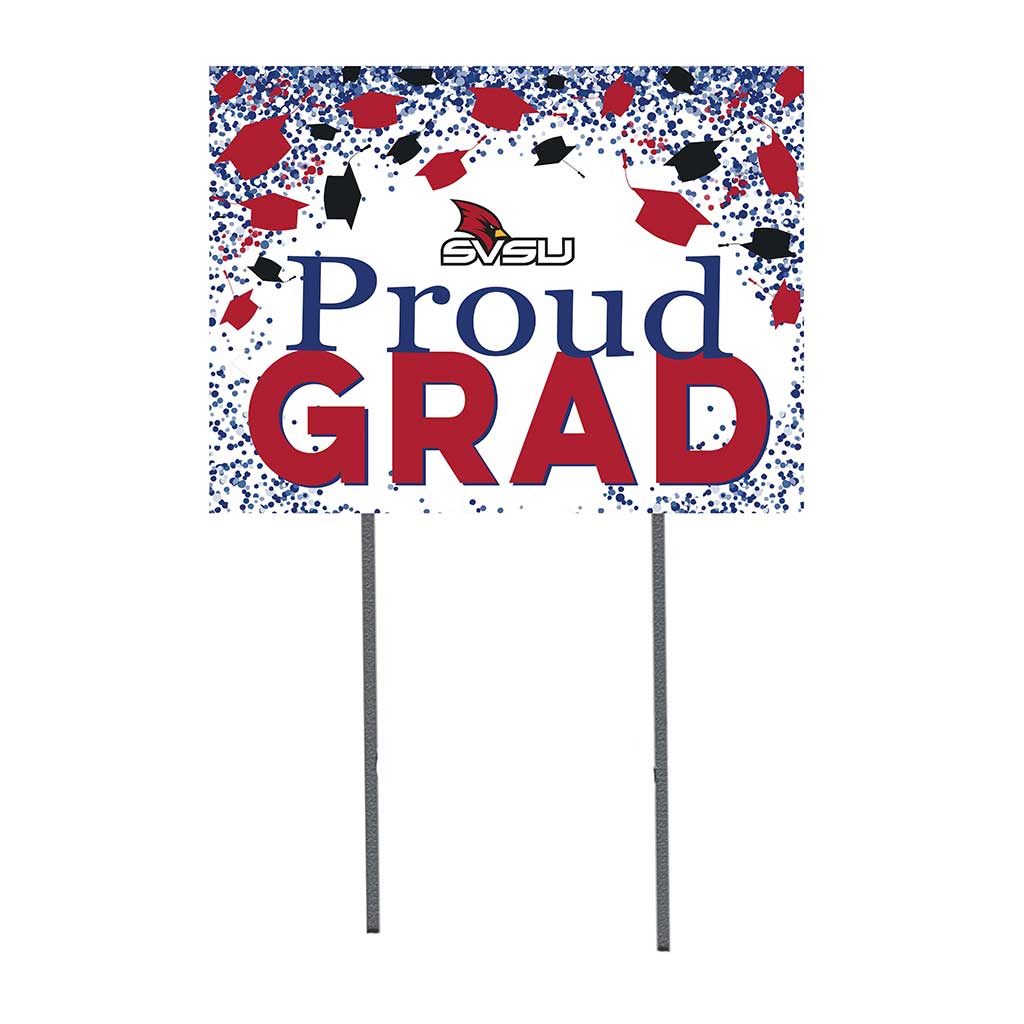 18x24 Lawn Sign Grad with Cap and Confetti Saginaw Valley State University Cardinals
