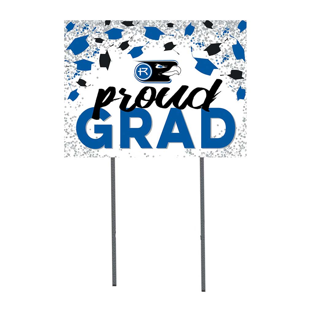 18x24 Lawn Sign Grad with Cap and Confetti Rockhurst University Hawks