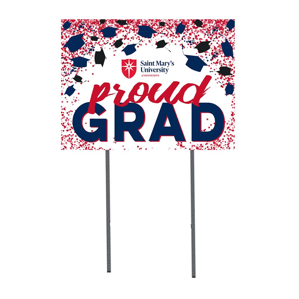 18x24 Lawn Sign Grad with Cap and Confetti Saint Mary's University of Minnesota Cardinals