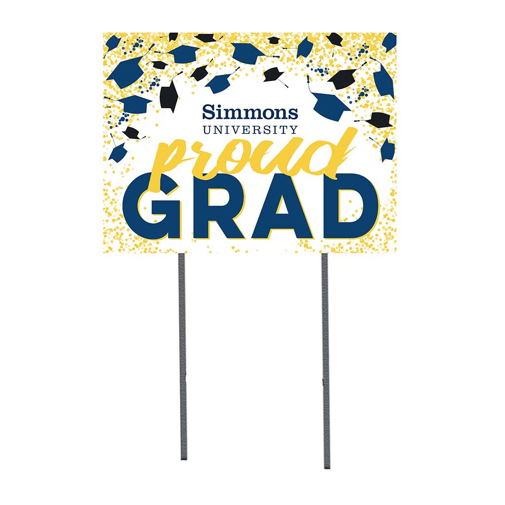 18x24 Lawn Sign Grad with Cap and Confetti Simmons College Sharks