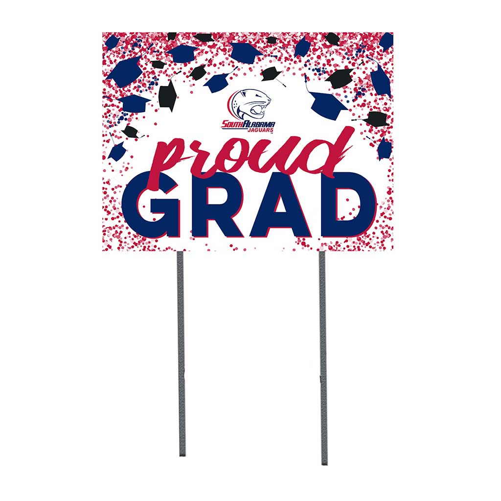 18x24 Lawn Sign Grad with Cap and Confetti University of Southern Alabama Jaguars