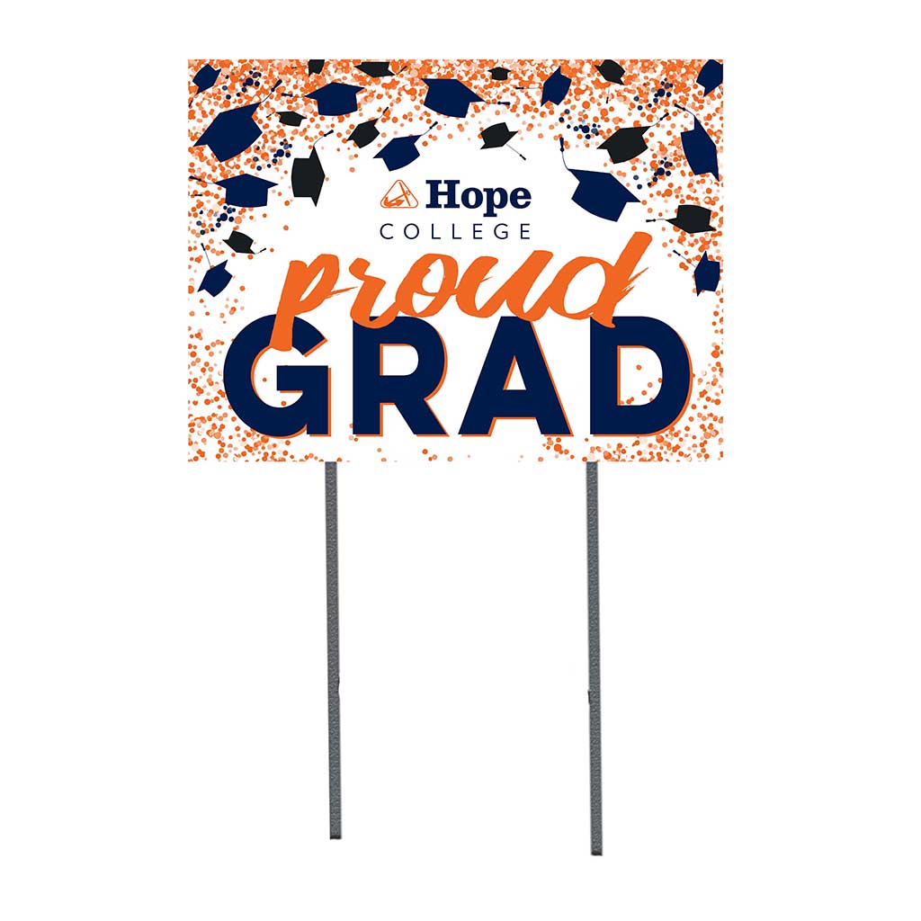 18x24 Lawn Sign Grad with Cap and Confetti Hope College Flying Dutchmen