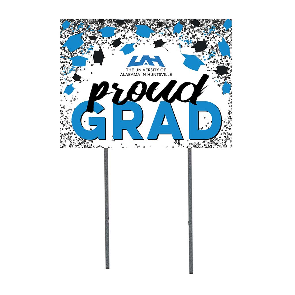 18x24 Lawn Sign Grad with Cap and Confetti Alabama Huntsville Chargers