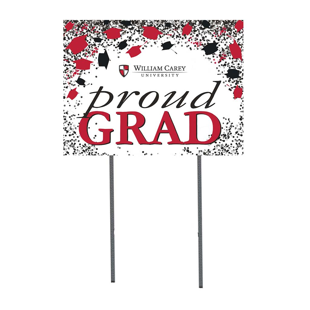 18x24 Lawn Sign Grad with Cap and Confetti William Carey University Crusaders