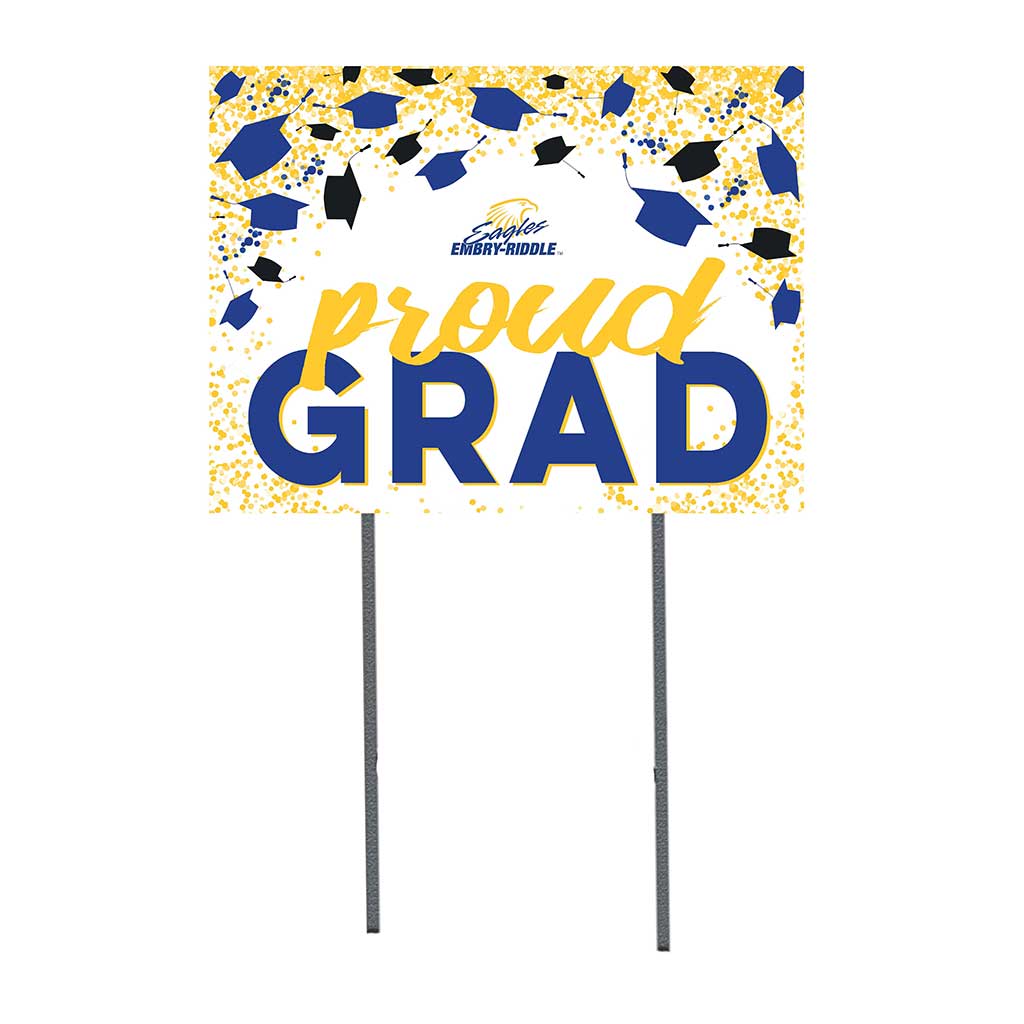 18x24 Lawn Sign Grad with Cap and Confetti Embry-Riddle Aeronautical University Eagles