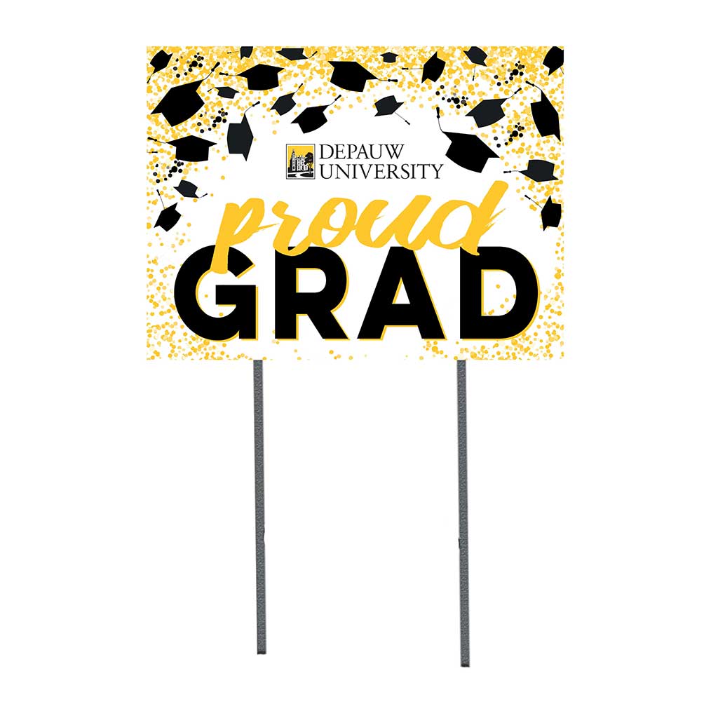 18x24 Lawn Sign Grad with Cap and Confetti Depauw Tigers