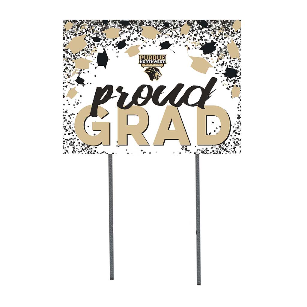 18x24 Lawn Sign Grad with Cap and Confetti Purdue University Northwest Pride