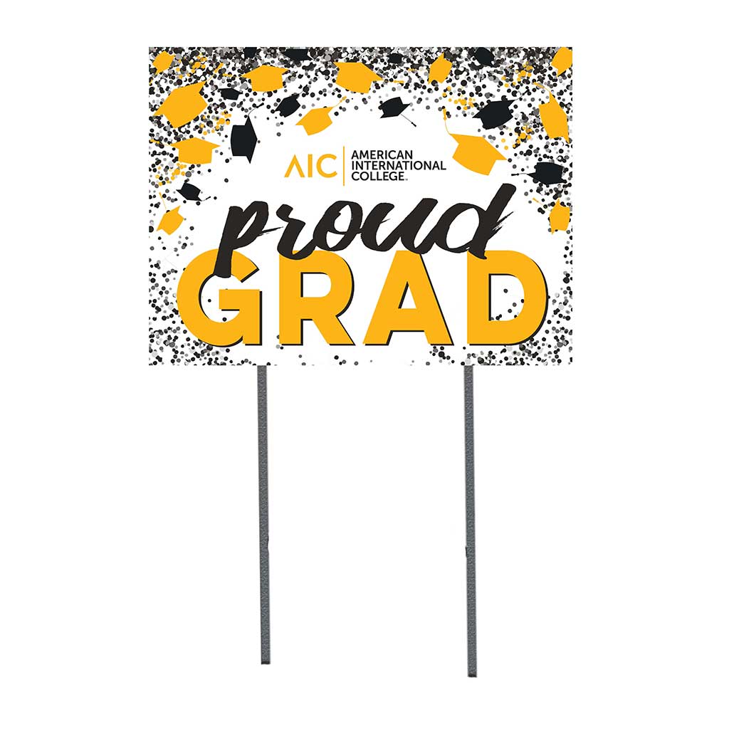 18x24 Lawn Sign Grad with Cap and Confetti American International College Yellow Jackets
