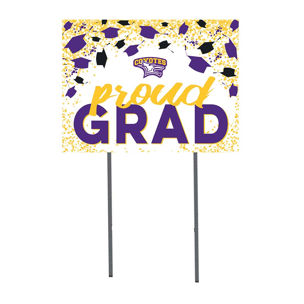 18x24 Lawn Sign Grad with Cap and Confetti Kansas Wesleyan Coyotes