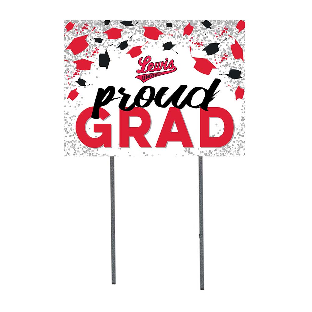 18x24 Lawn Sign Grad with Cap and Confetti Lewis University Flyers