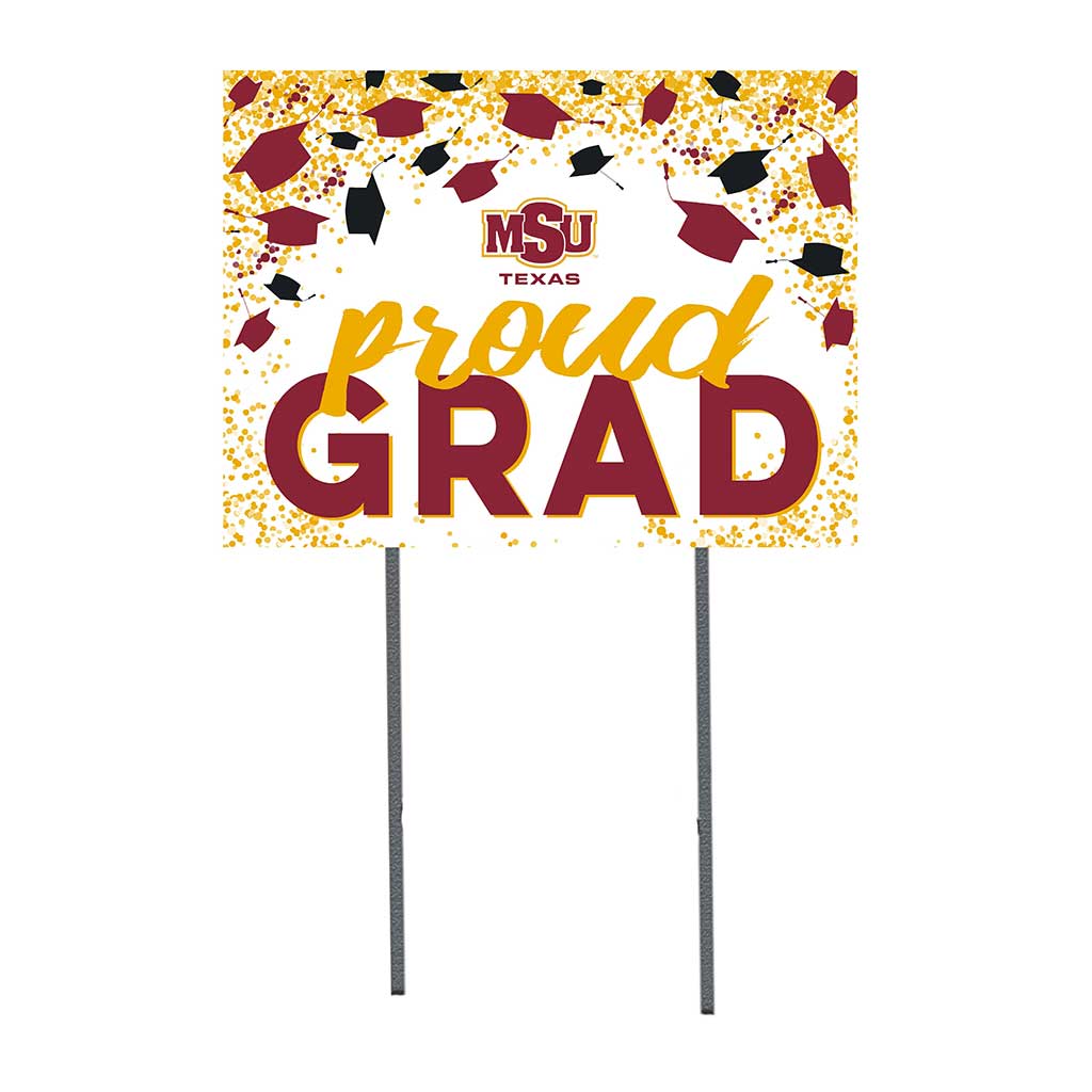 18x24 Lawn Sign Grad with Cap and Confetti Midwestern State Mustangs