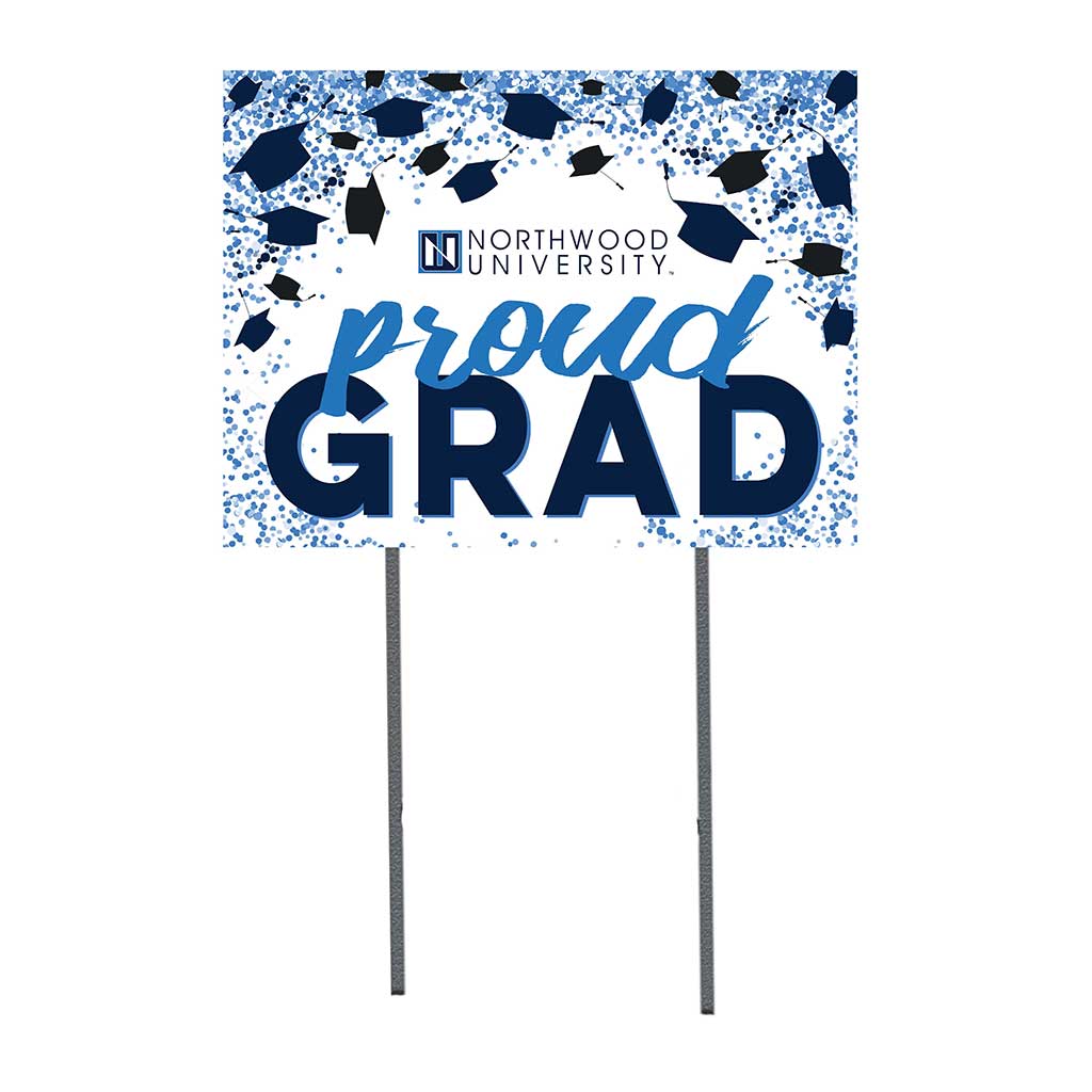 18x24 Lawn Sign Grad with Cap and Confetti Northwood University Wolves