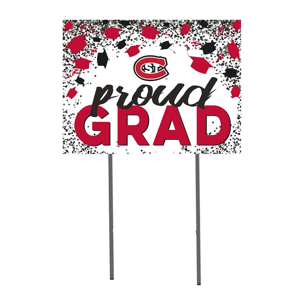 18x24 Lawn Sign Grad with Cap and Confetti St. Cloud State Huskies