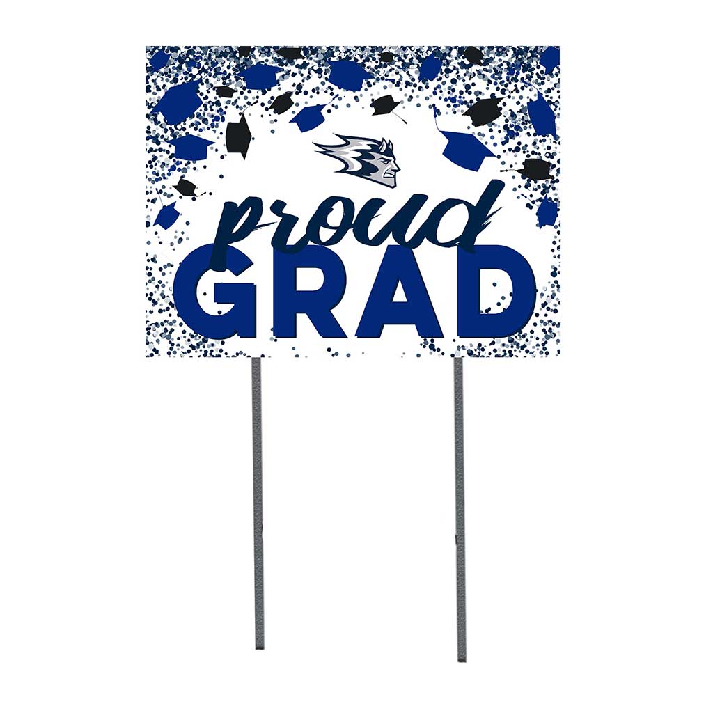 18x24 Lawn Sign Grad with Cap and Confetti University of Wisconsin Stout Blue Devils