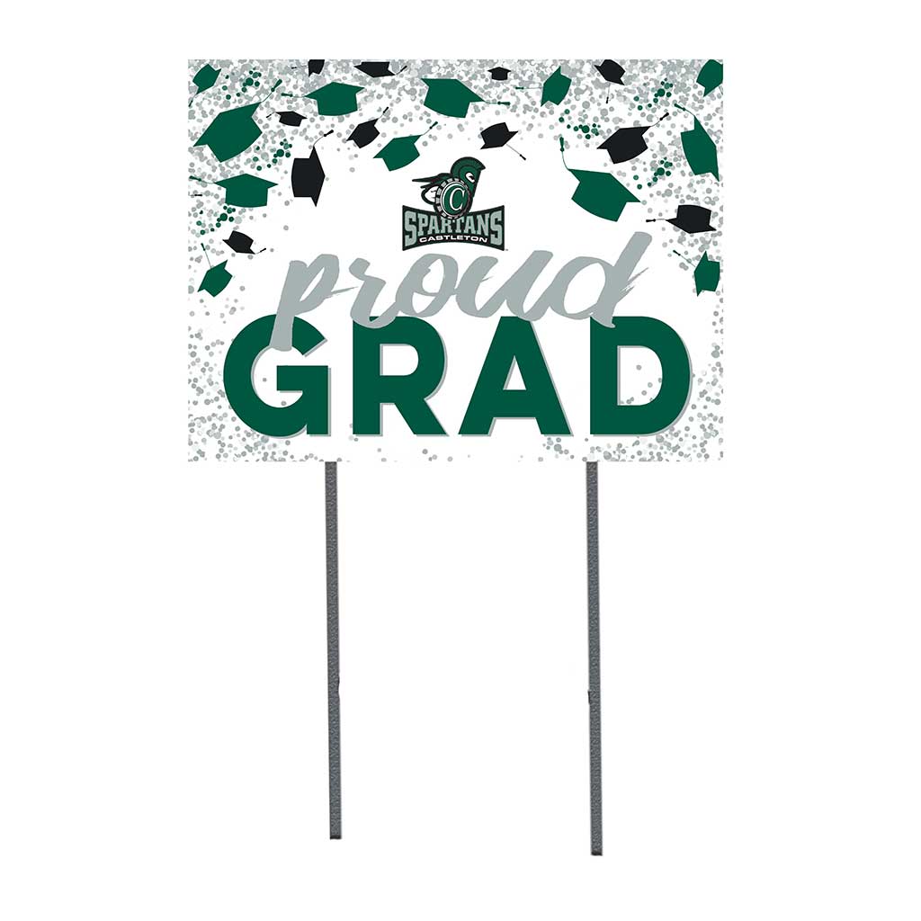 18x24 Lawn Sign Grad with Cap and Confetti Castleton University Spartans