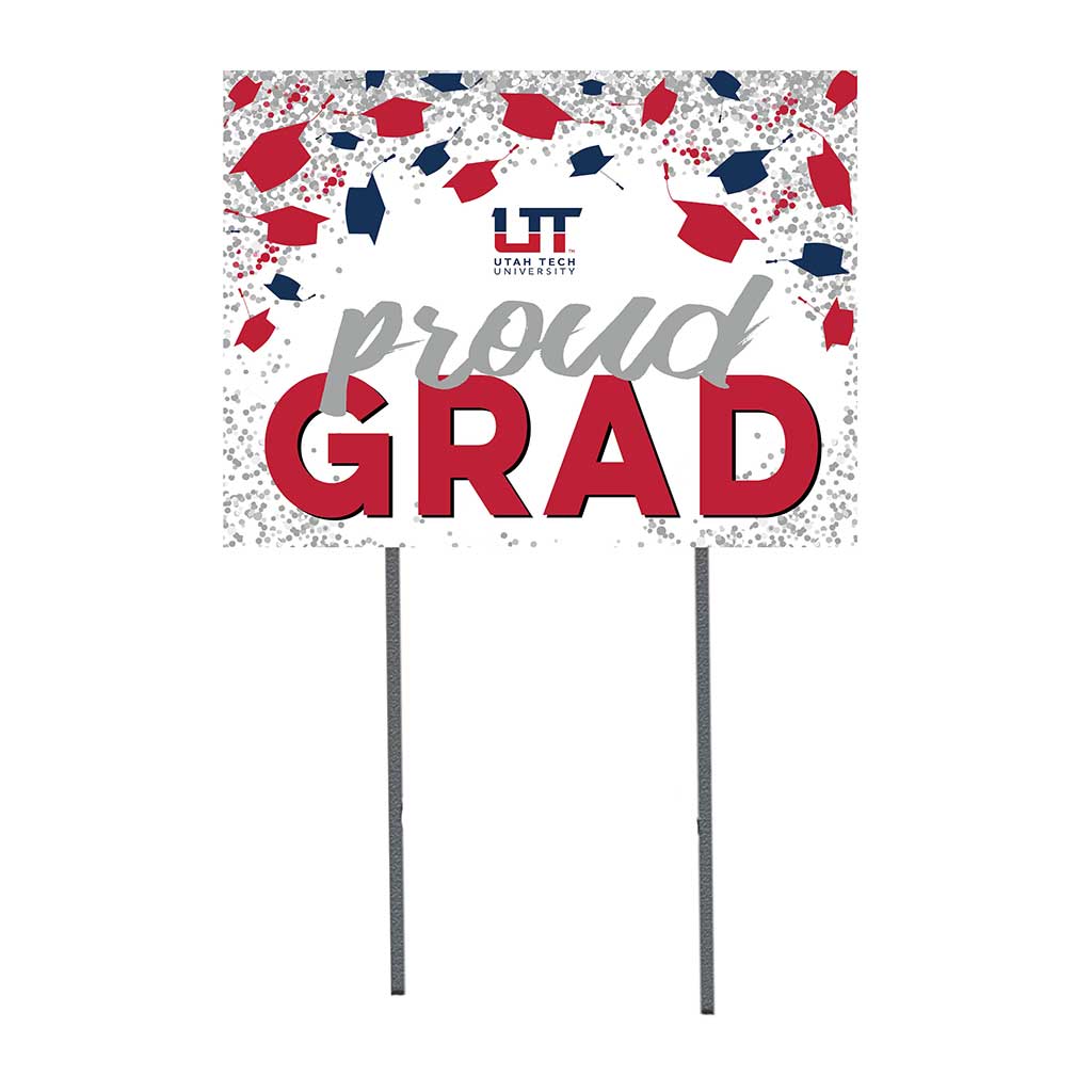18x24 Lawn Sign Grad with Cap and Confetti Utah Tech Trailblazers