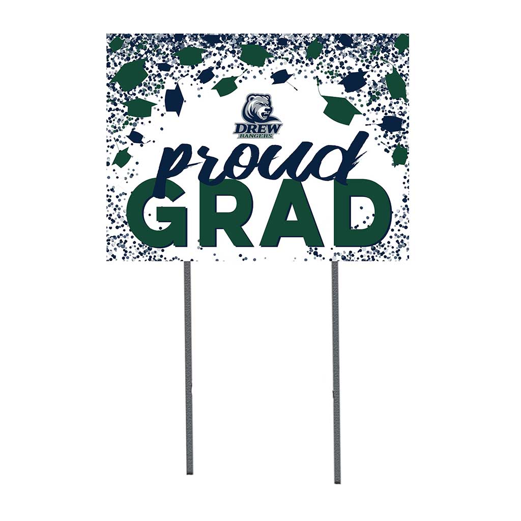 18x24 Lawn Sign Grad with Cap and Confetti Drew University Rangers