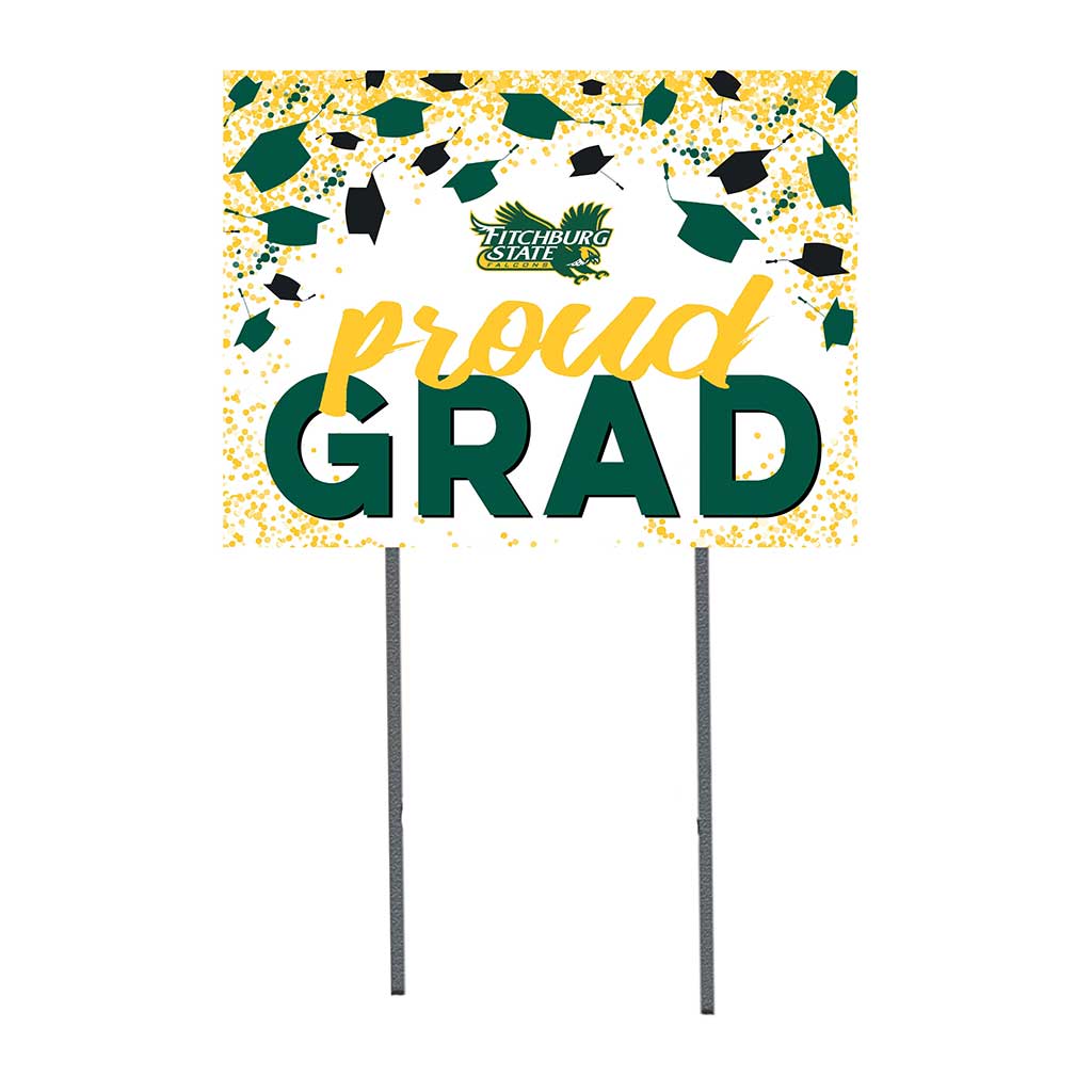 18x24 Lawn Sign Grad with Cap and Confetti Fitchburg State University Falcons