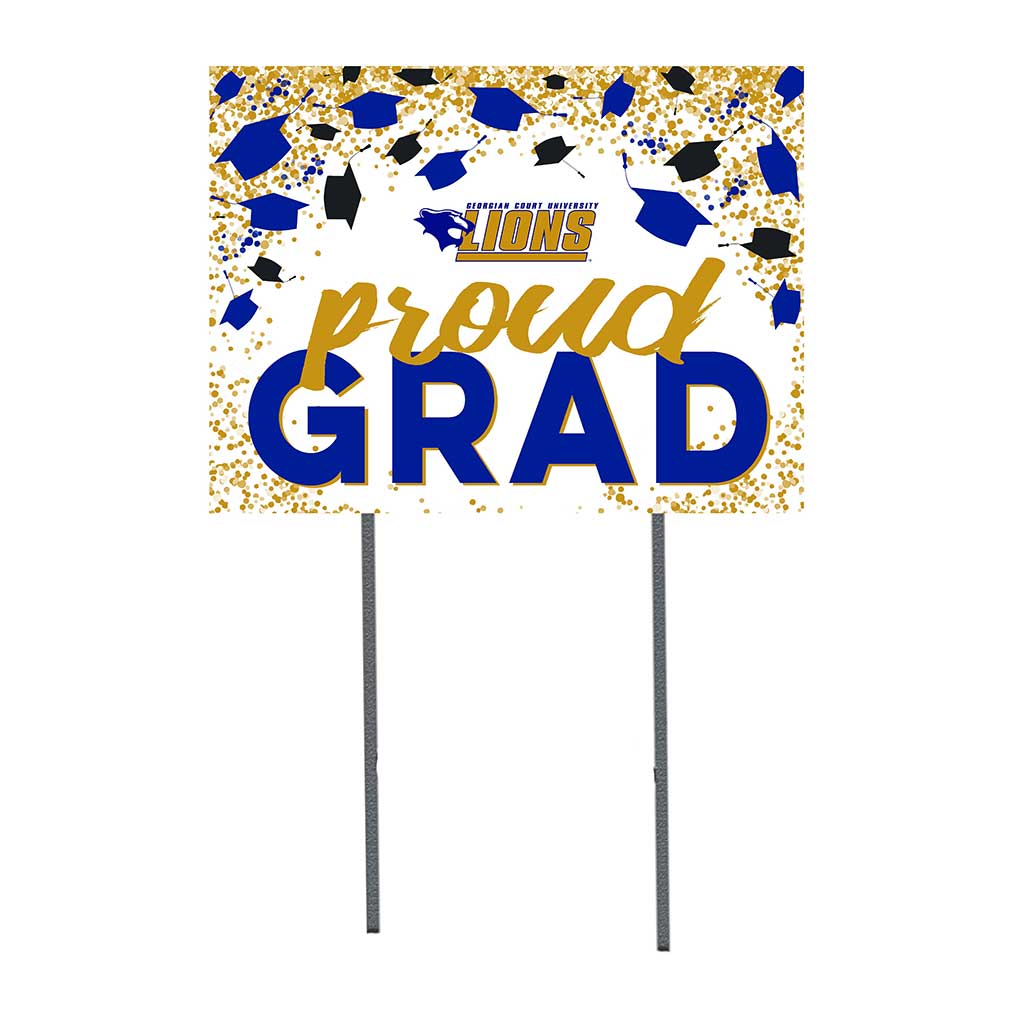 18x24 Lawn Sign Grad with Cap and Confetti Georgian Court University Lions