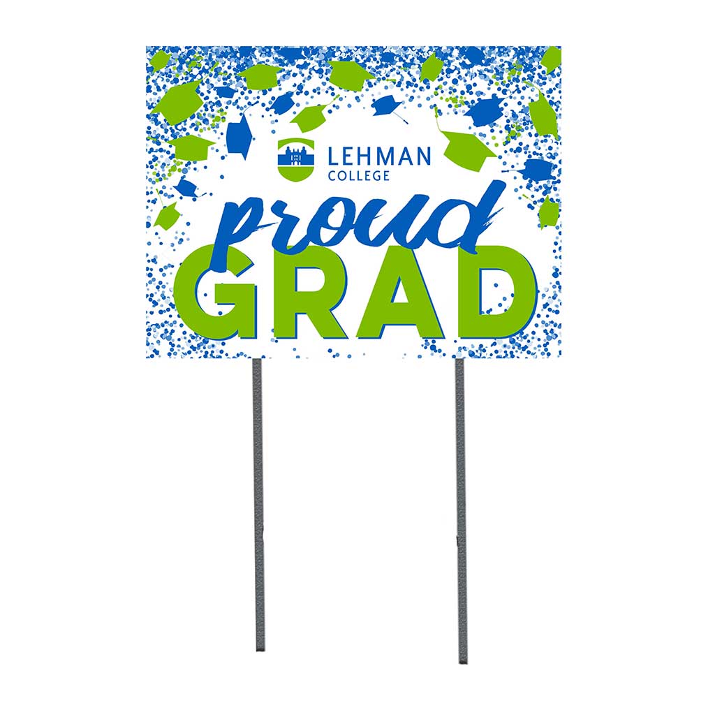 18x24 Lawn Sign Grad with Cap and Confetti Lehman College Lightning