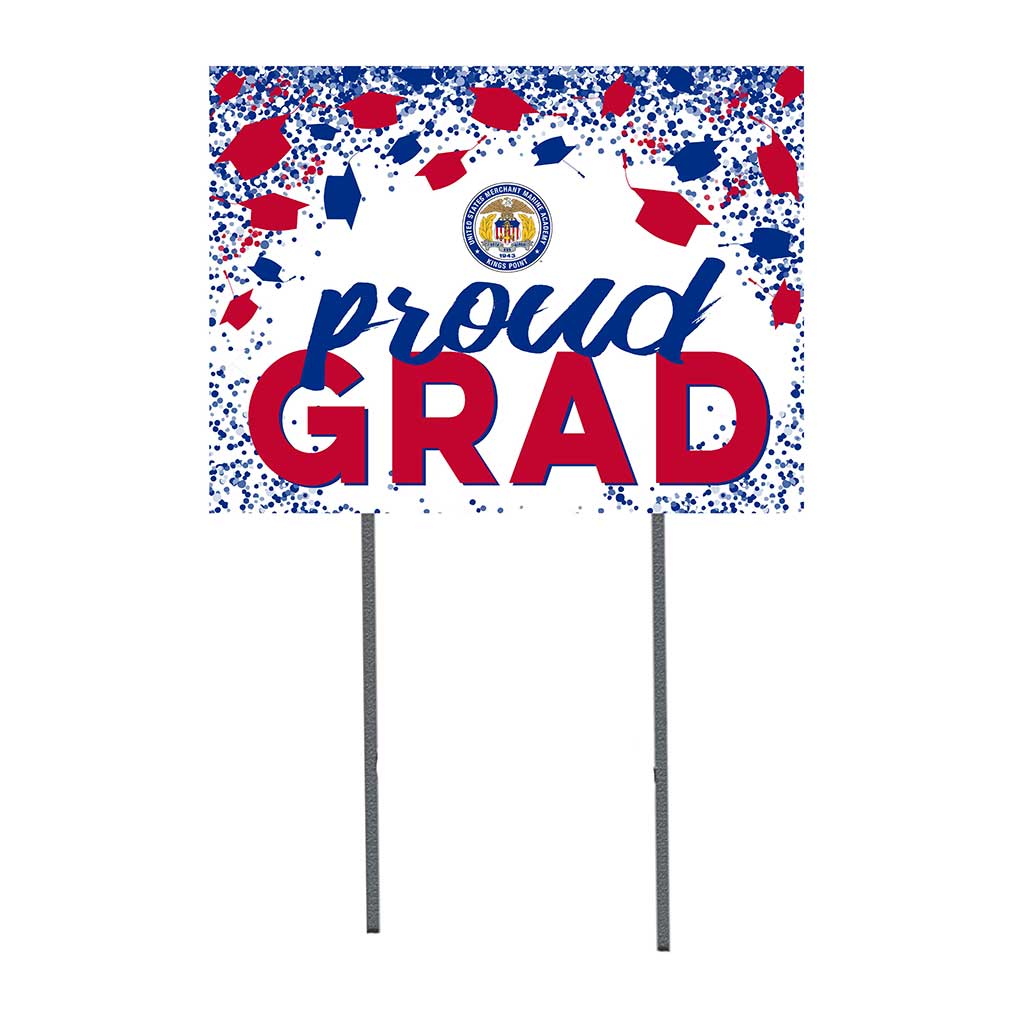 18x24 Lawn Sign Grad with Cap and Confetti United State Merchant Marine Academy Mariners