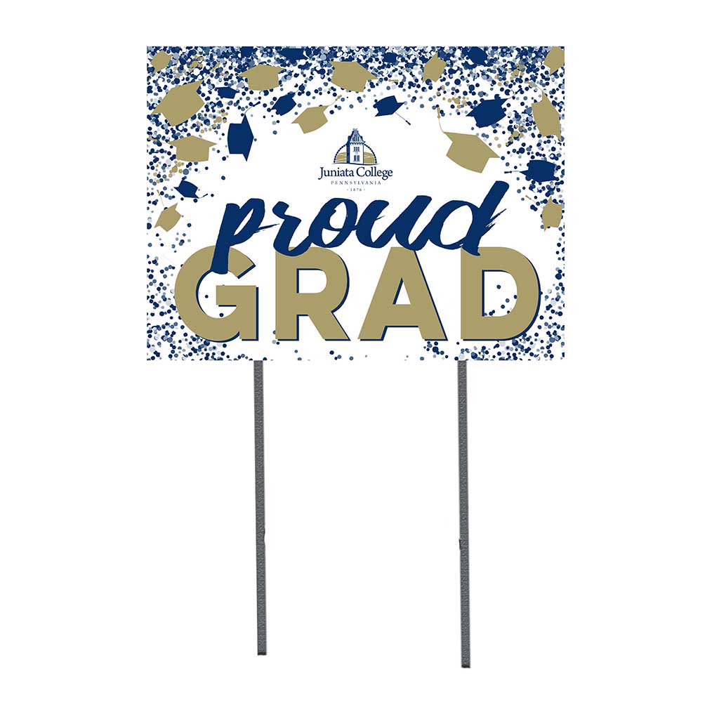 18x24 Lawn Sign Proud Grad with Cap and Confetti Juniata College Eagles
