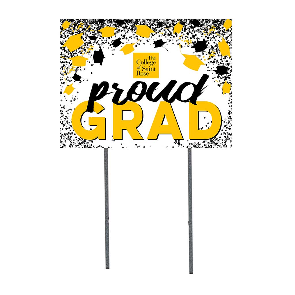 18x24 Lawn Sign Proud Grad with Cap and Confetti The College of Saint Rose Golden Knights