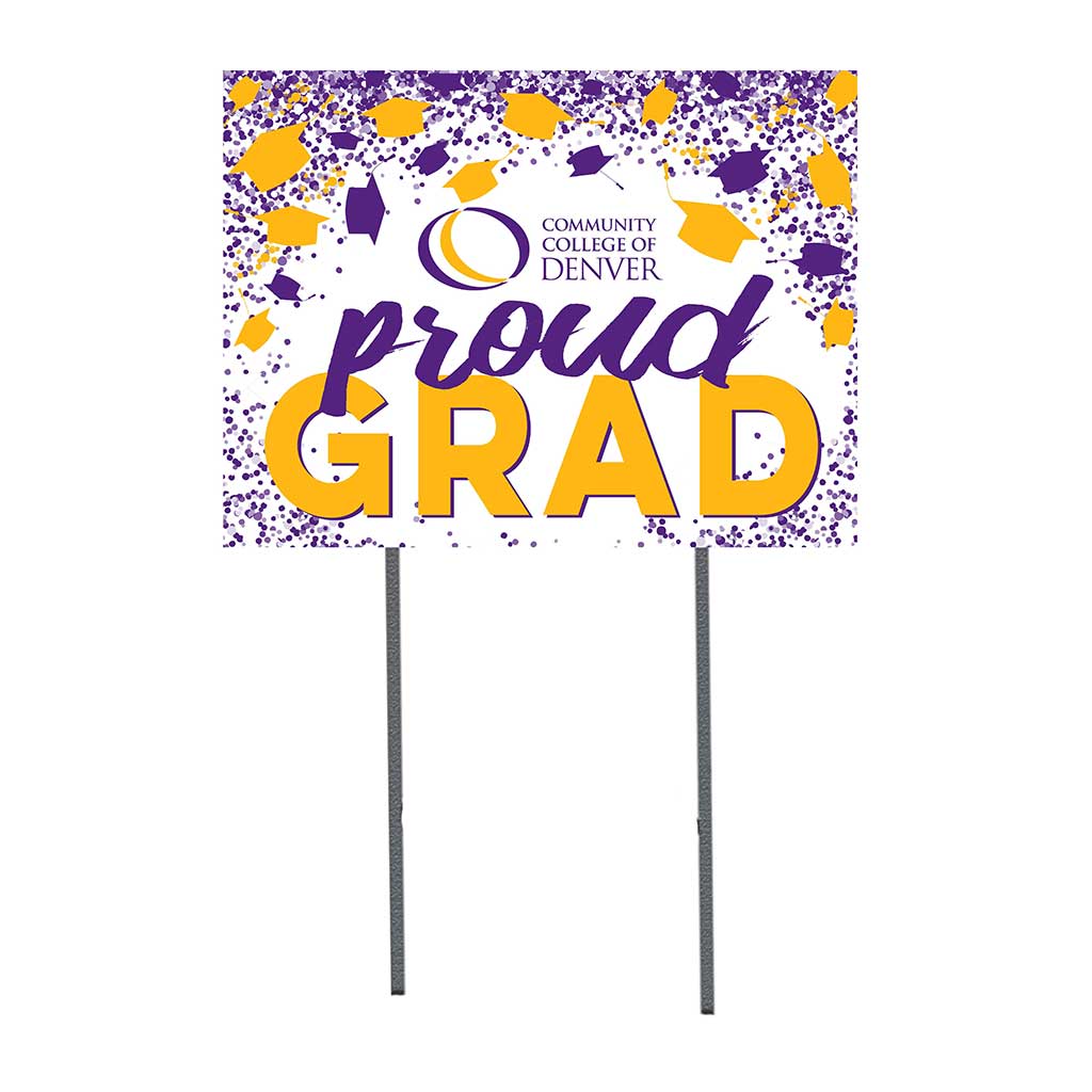 18x24 Lawn Sign Proud Grad with Cap and Confetti Community College of Denver