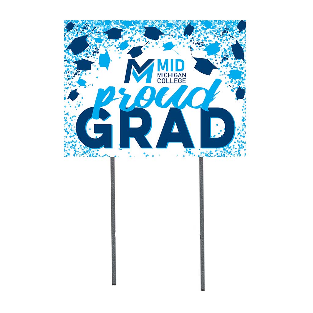 18x24 Lawn Sign Proud Grad with Cap and Confetti Mid Michigan College