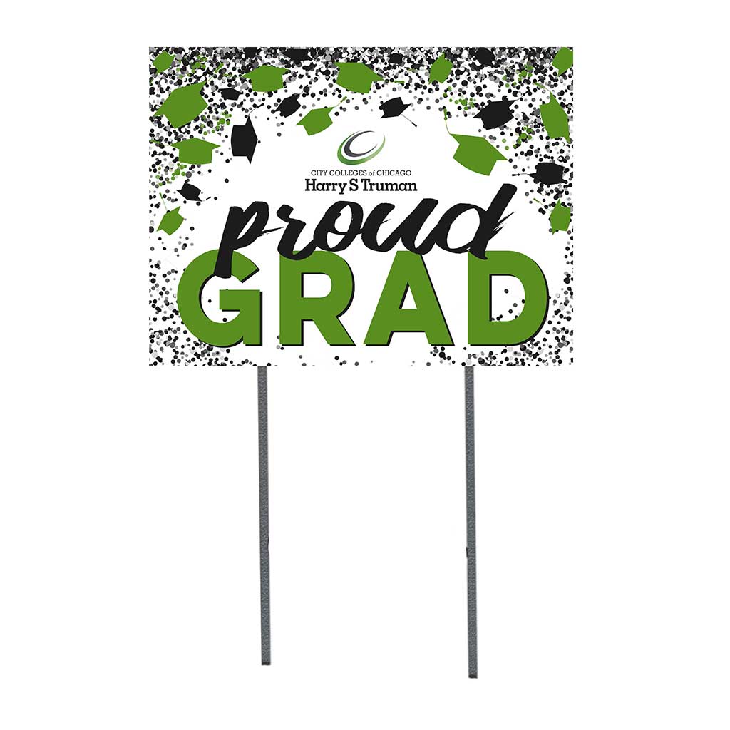 18x24 Lawn Sign Proud Grad with Cap and Confetti Harry S. Truman College Falcons