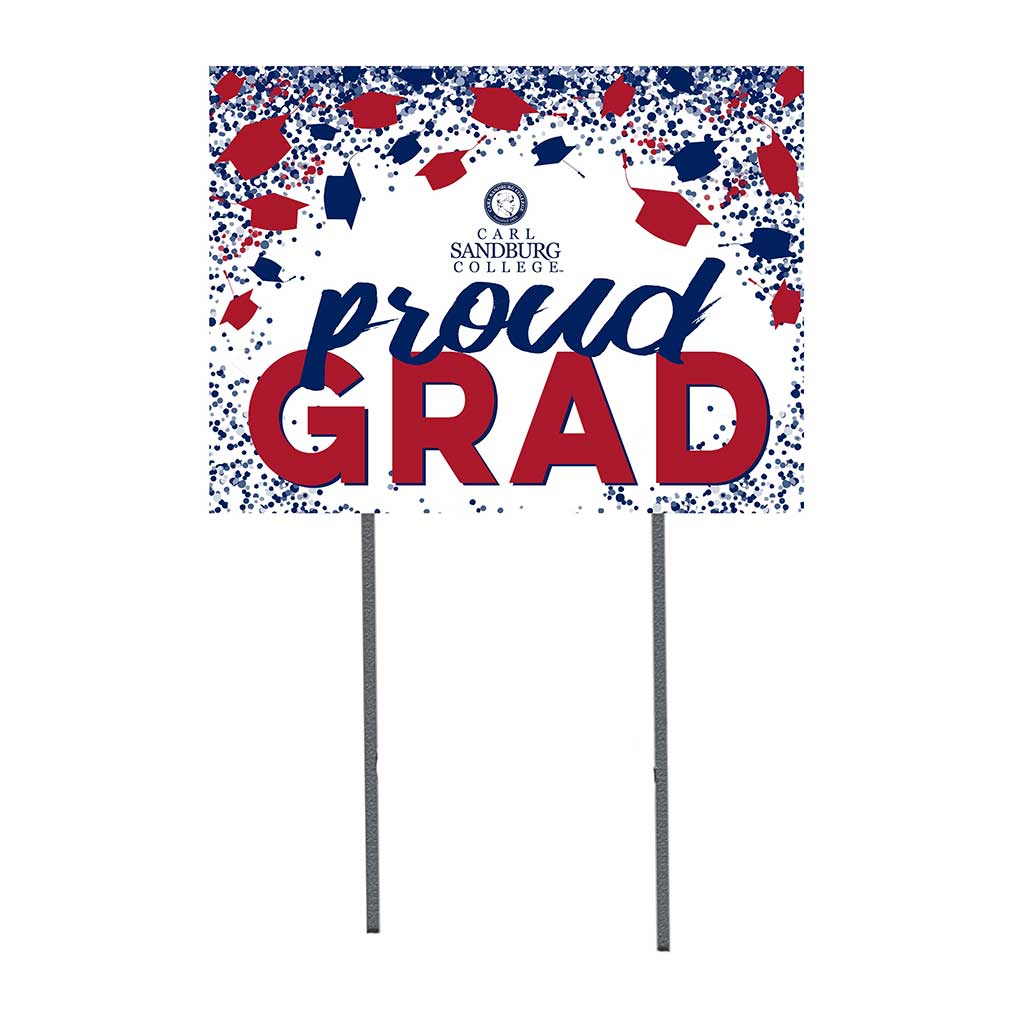 18x24 Lawn Sign Grad with Cap and Confetti Carl Sandburg College Chargers
