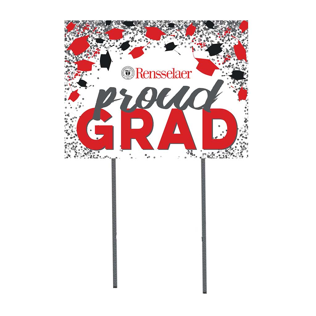18x24 Lawn Sign Grad with Cap and Confetti Rensselaer Polytechnic Institute Engineers