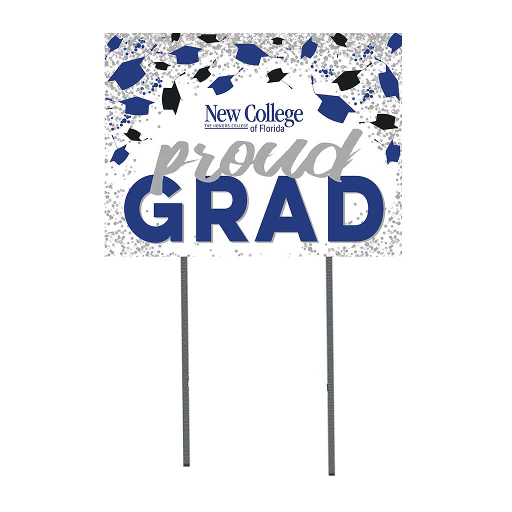 18x24 Lawn Sign Grad with Cap and Confetti New College of Florida