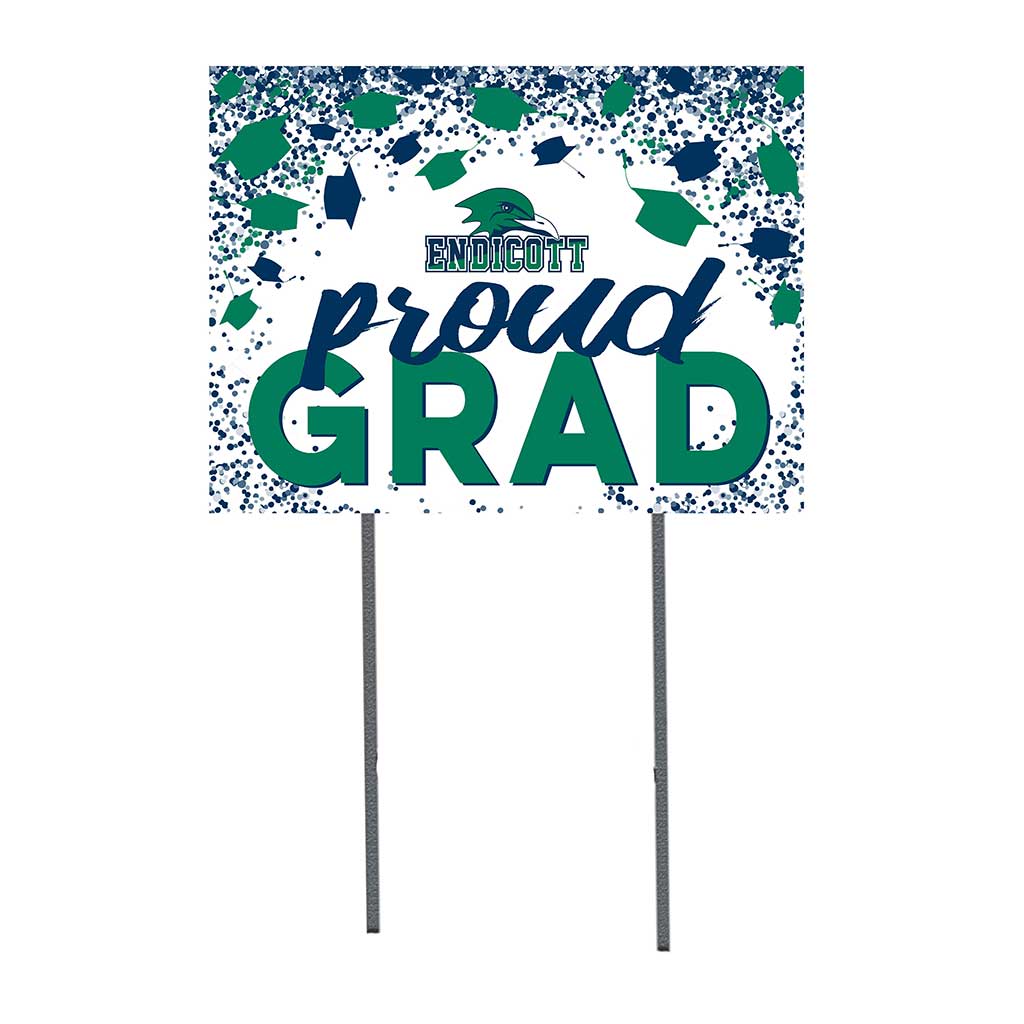 18x24 Lawn Sign Grad with Cap and Confetti Endicott College Gulls