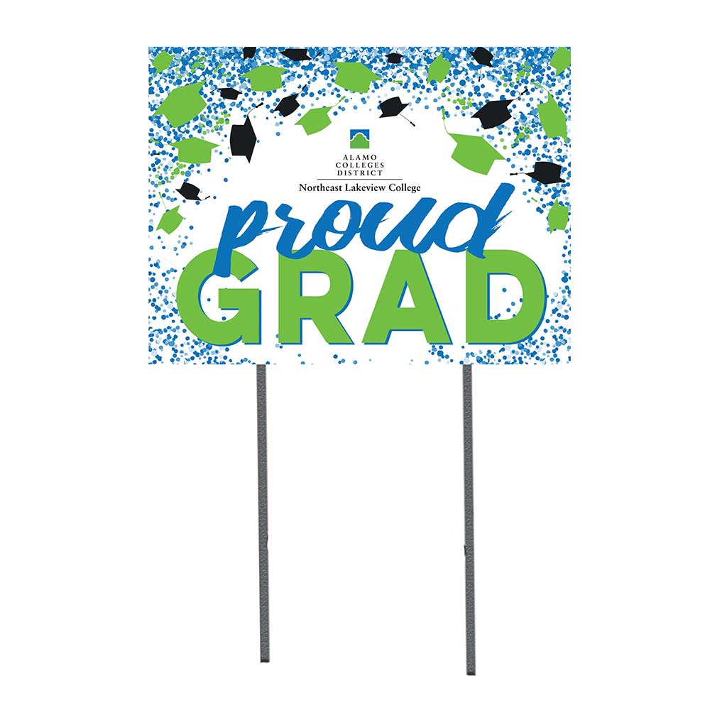 18x24 Lawn Sign Grad with Cap and Confetti Northeast Lakeview College Nighthawks