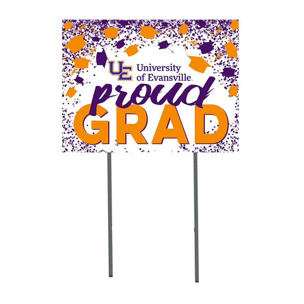18x24 Lawn Sign Grad with Cap and Confetti Evansville Purple Aces