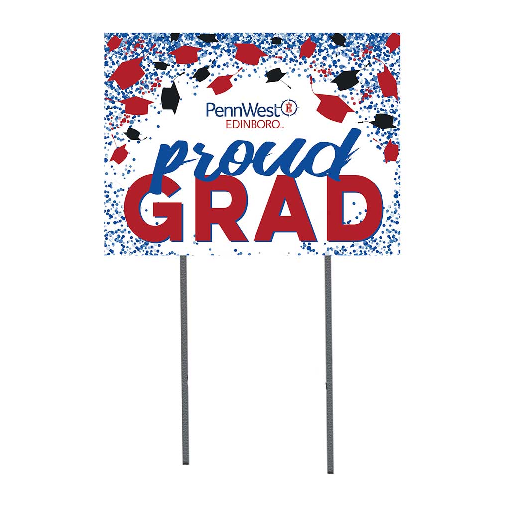 18x24 Lawn Sign Grad with Cap and Confetti PennWest Edinboro Fighting Scots