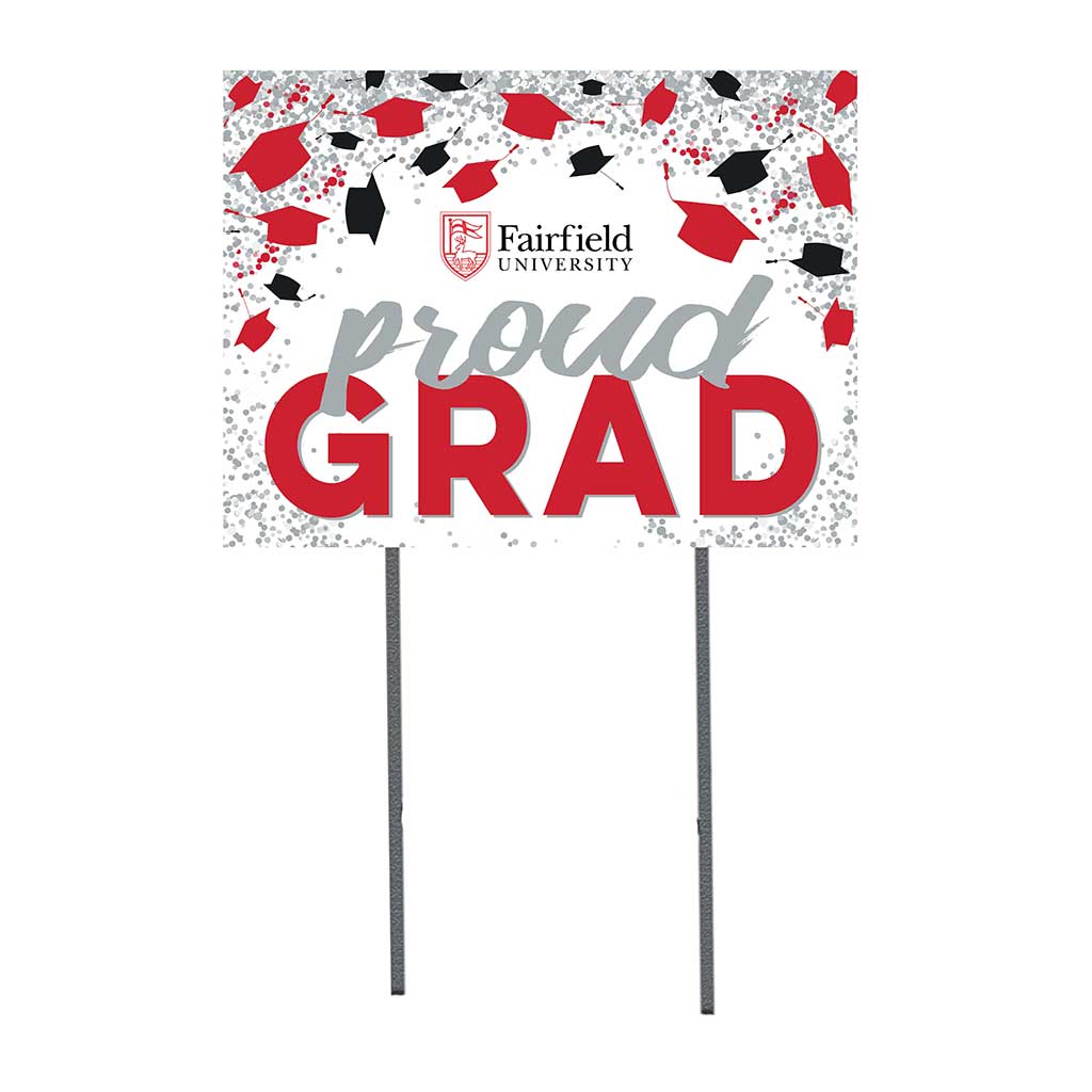 18x24 Lawn Sign Grad with Cap and Confetti Fairfield Stags