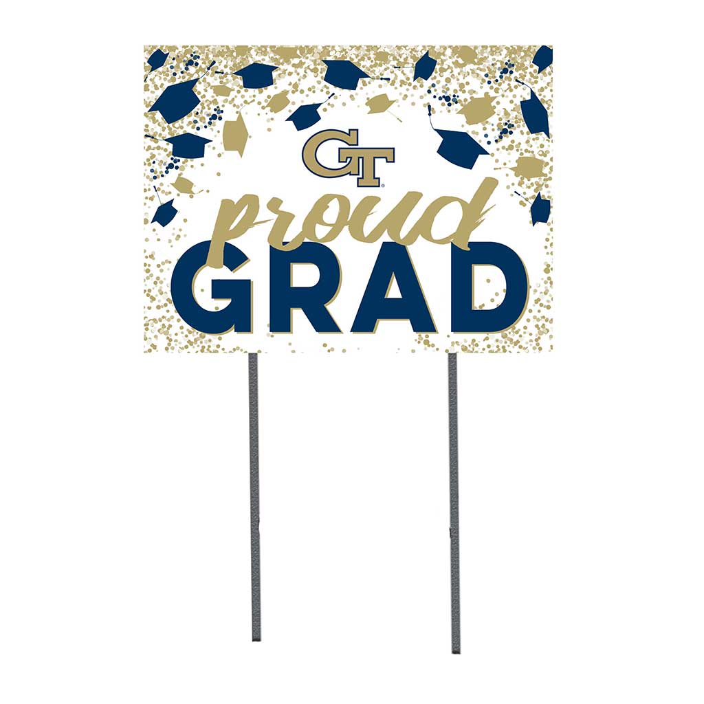 18x24 Lawn Sign Grad with Cap and Confetti Georgia Tech Yellow Jackets