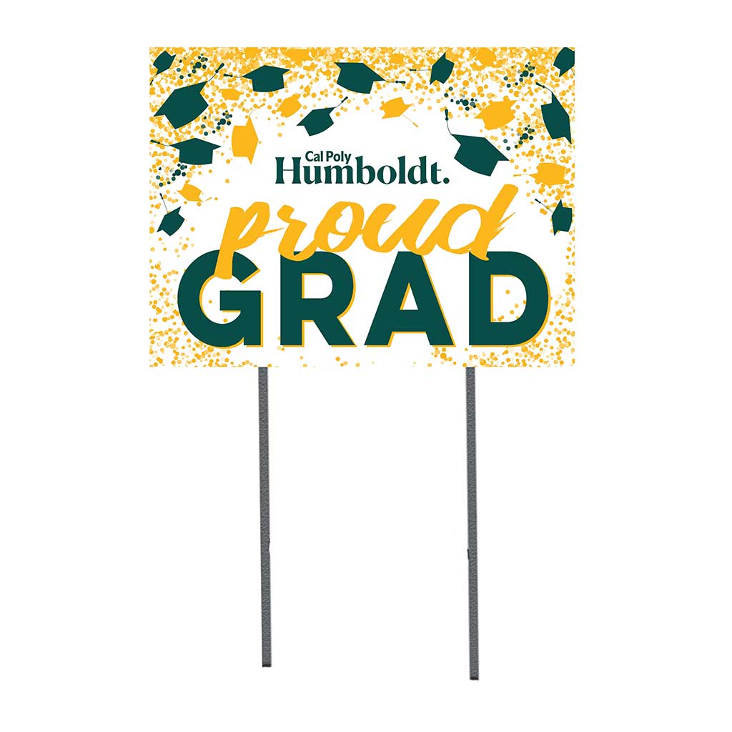 18x24 Lawn Sign Grad with Cap and Confetti Humboldt State Lumberjacks