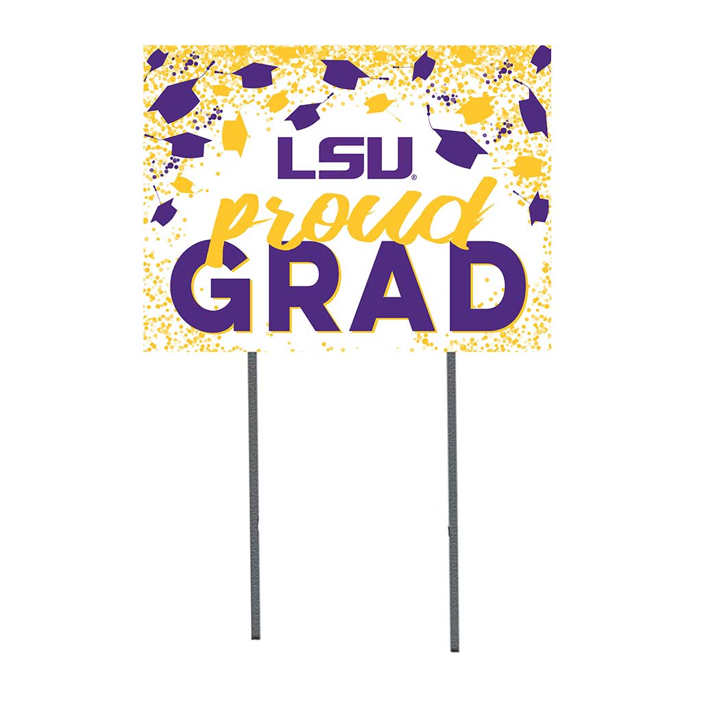 18x24 Lawn Sign Grad with Cap and Confetti LSU Fighting Tigers