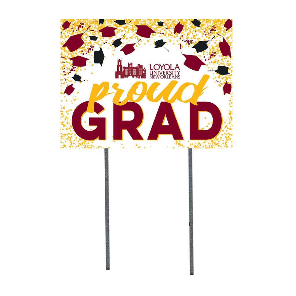 18x24 Lawn Sign Grad with Cap and Confetti Loyola University New Orleans Wolfpack
