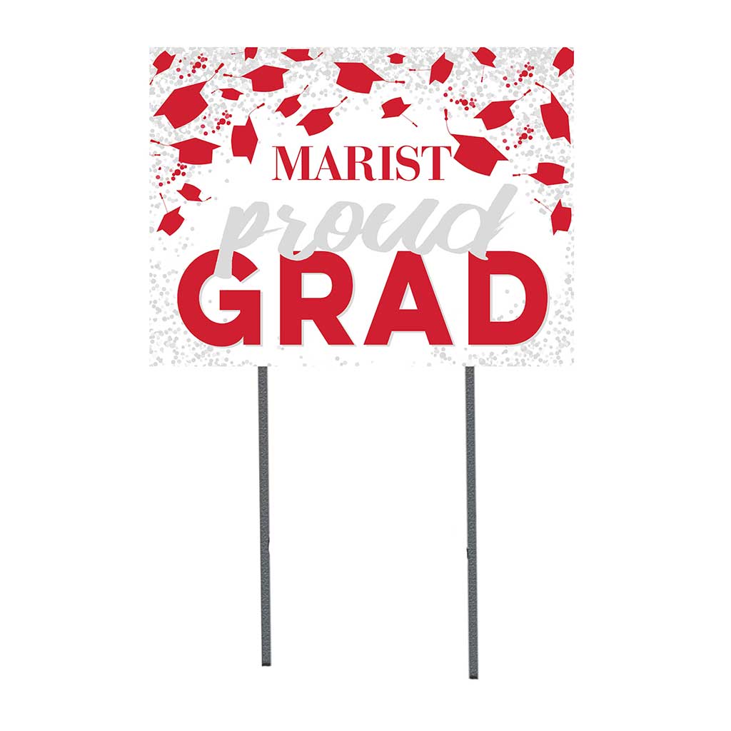 18x24 Lawn Sign Grad with Cap and Confetti Marist College Red Foxes