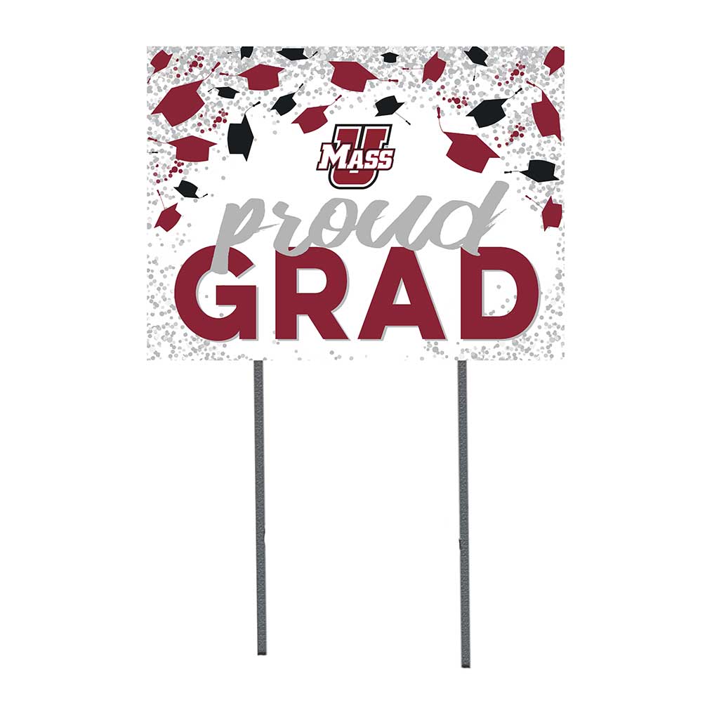 18x24 Lawn Sign Grad with Cap and Confetti UMASS Amherst Minutemen