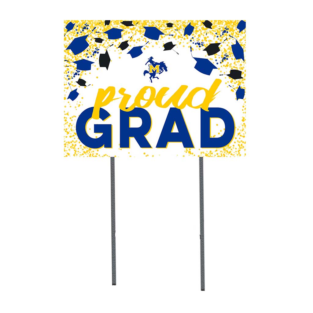 18x24 Lawn Sign Grad with Cap and Confetti McNeese State Cowboys